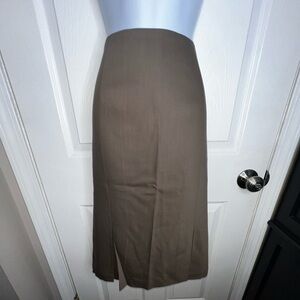 Vtg Talbots Petites 10 Brown Stretch Wool Pleated Pencil Skirt 10P Lined Italy